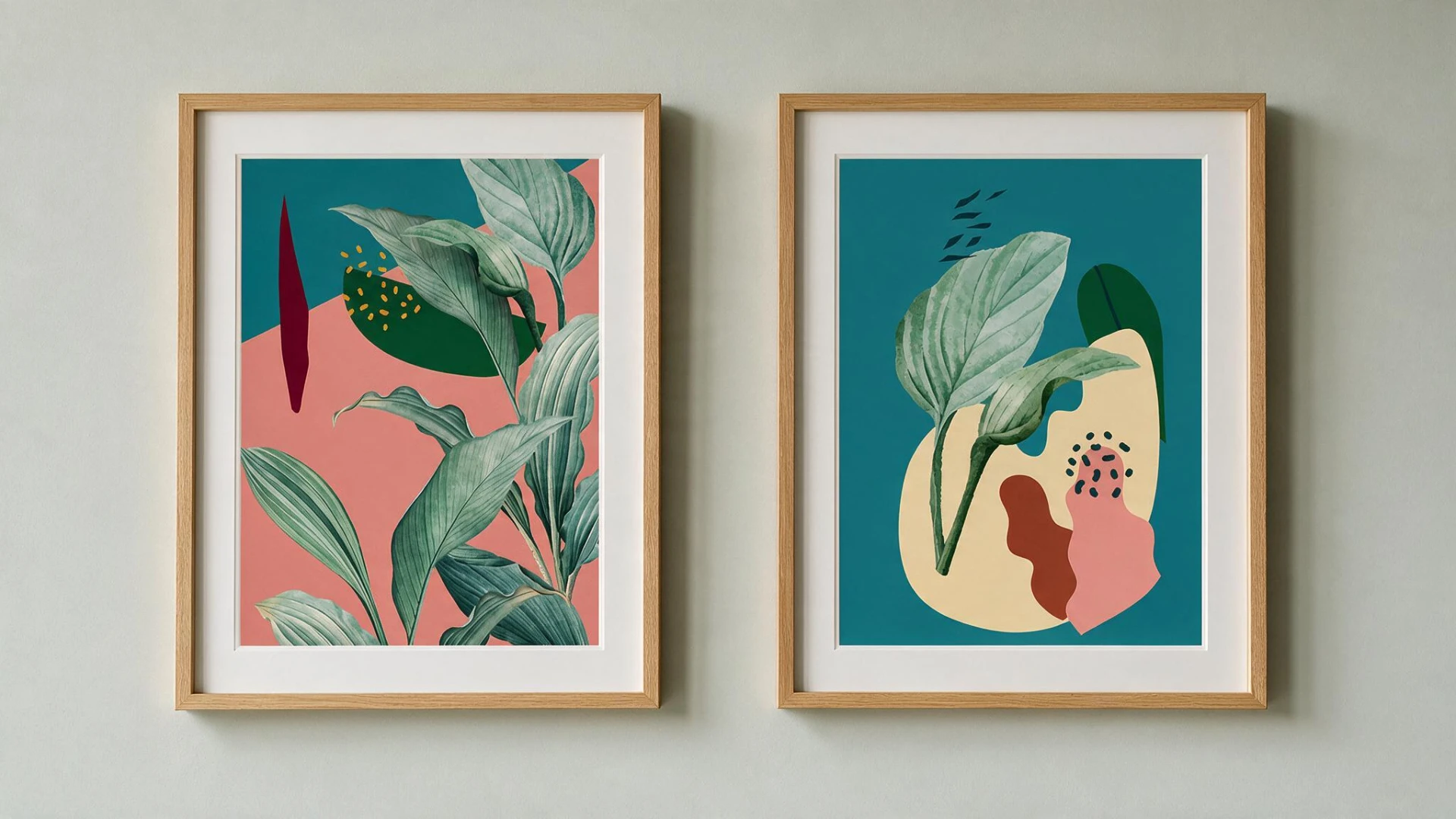 Framed botanical artwork developed as part of the interior collection
