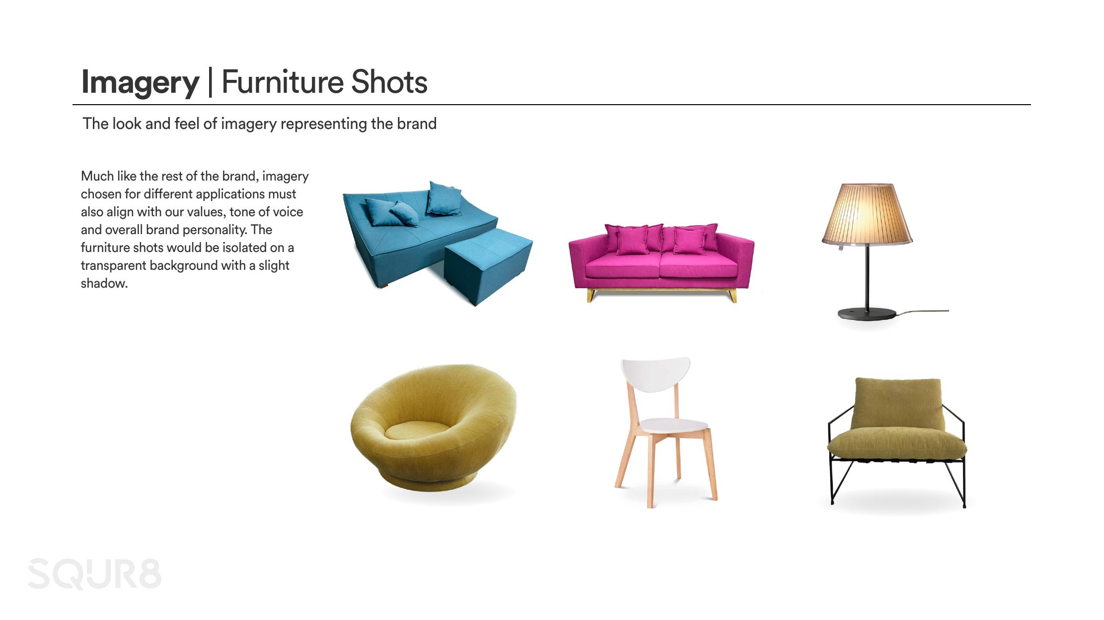Imagery direction — product shots and inspirational shots