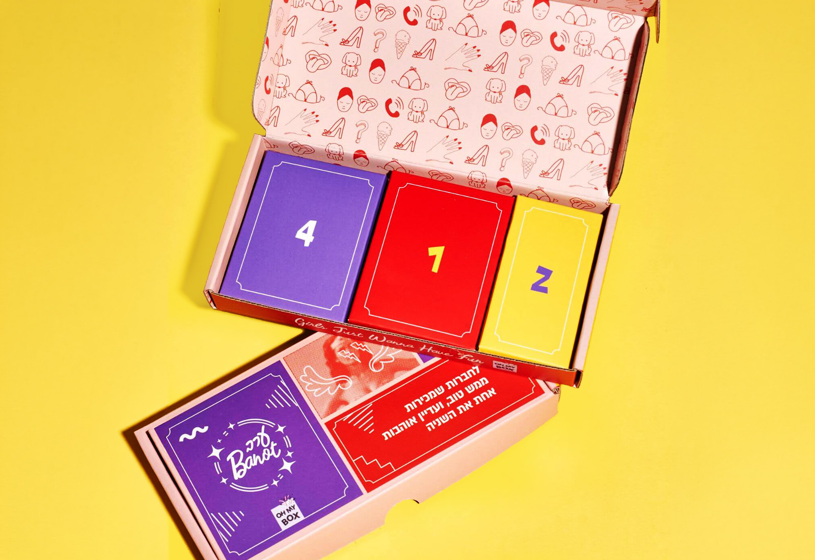The Girls’ Night box opened to reveal the envelope sequence