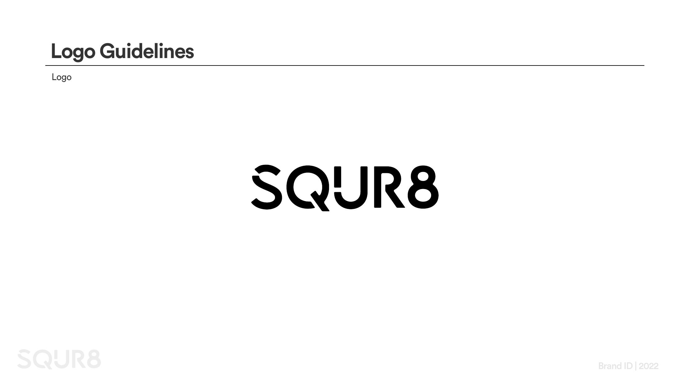 SQUR8 logo system and variations