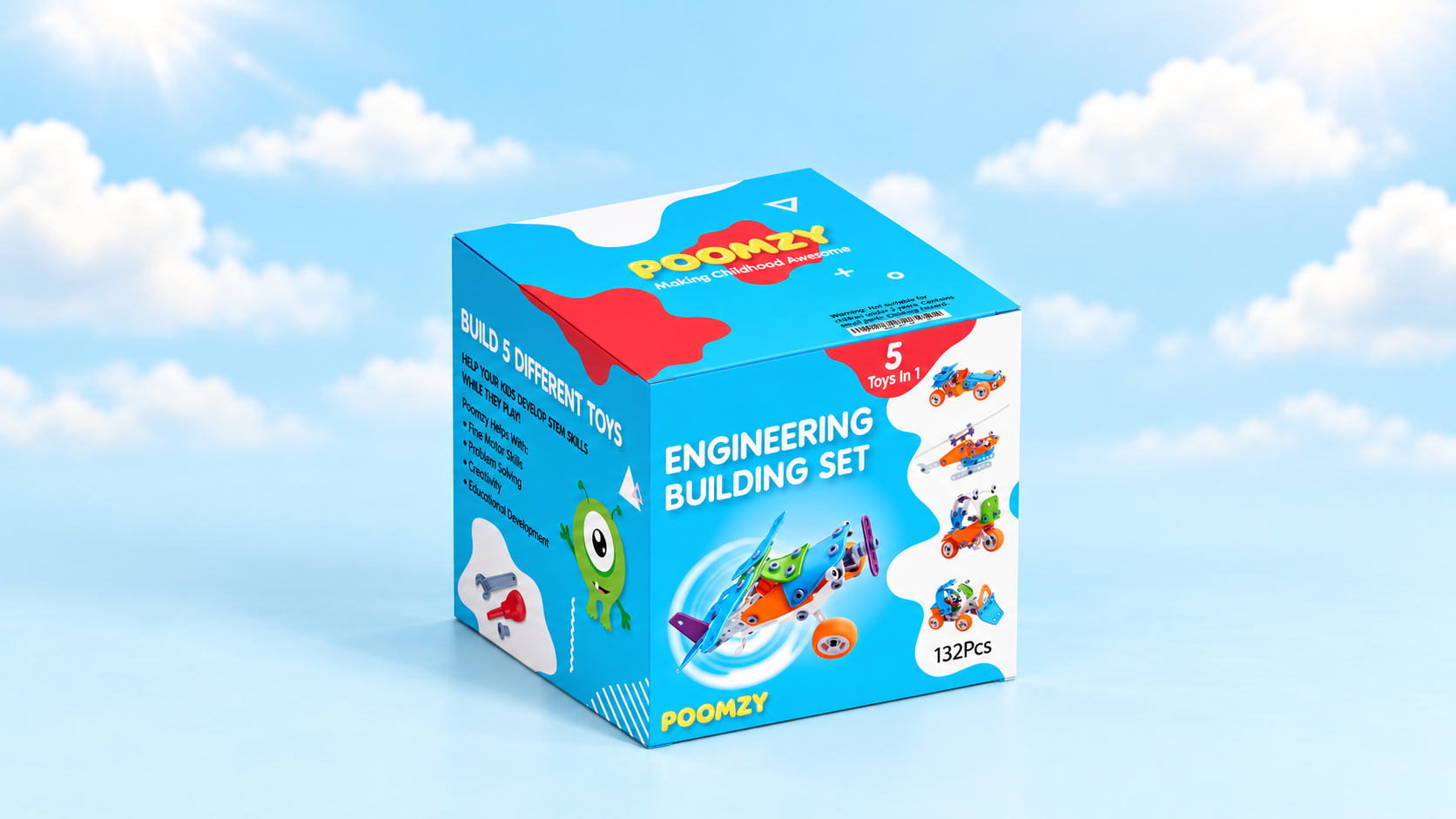 Poomzy — Engineering building-set packaging presentation
